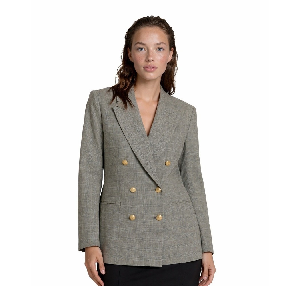 Vintage Pendleton Blazer Women's Size Medium Gray Black Glen Plaid 100% Wool